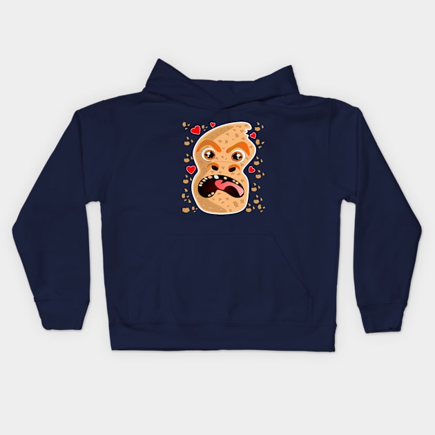 Creepy Peanut Zombie Kids Hoodie by MINIMALARTSTORY